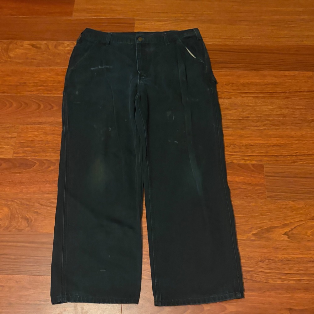 Carhartt Mens B11 BLK Canvas Work Pants 36x30 Faded Black Baggy Vintage Pants